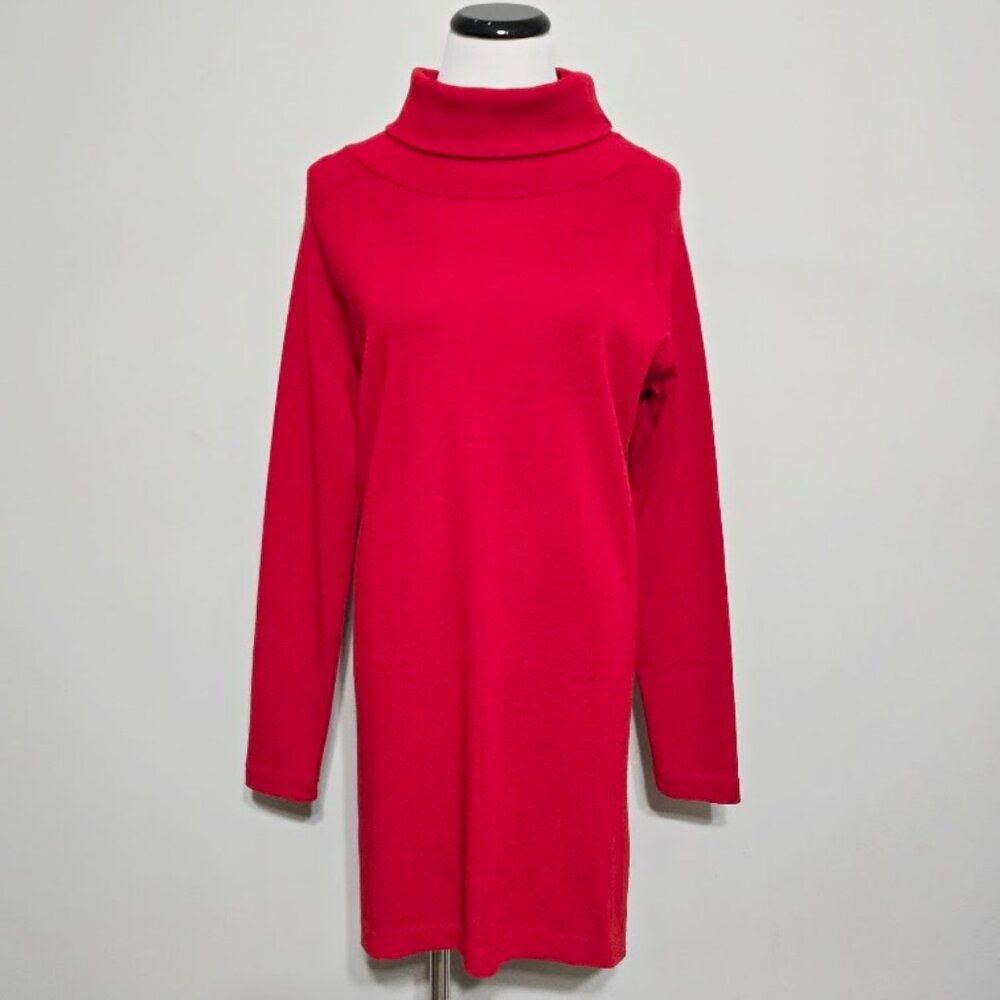 CROSSLEY Italy Red Wool Blend Turtleneck Tunic Sweater Dress M